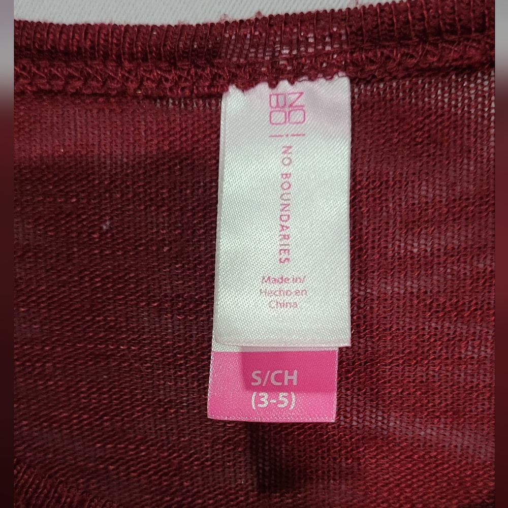 No Boundaries Juniors Burgundy Red Long Sleeve Tunic Top Size Small (3-5) - Picture 3 of 9